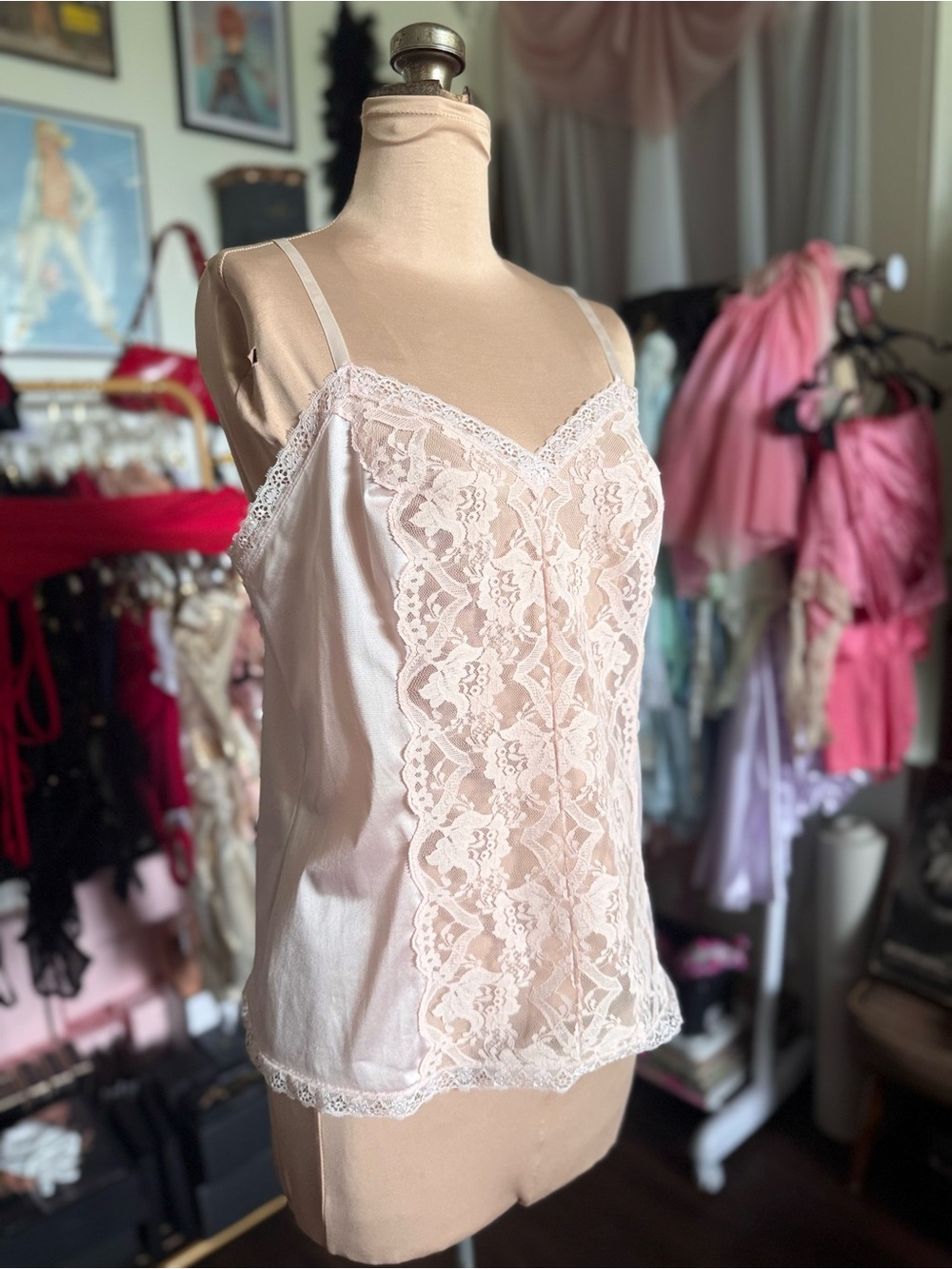 Vintage Soft Pink Lace Camisole